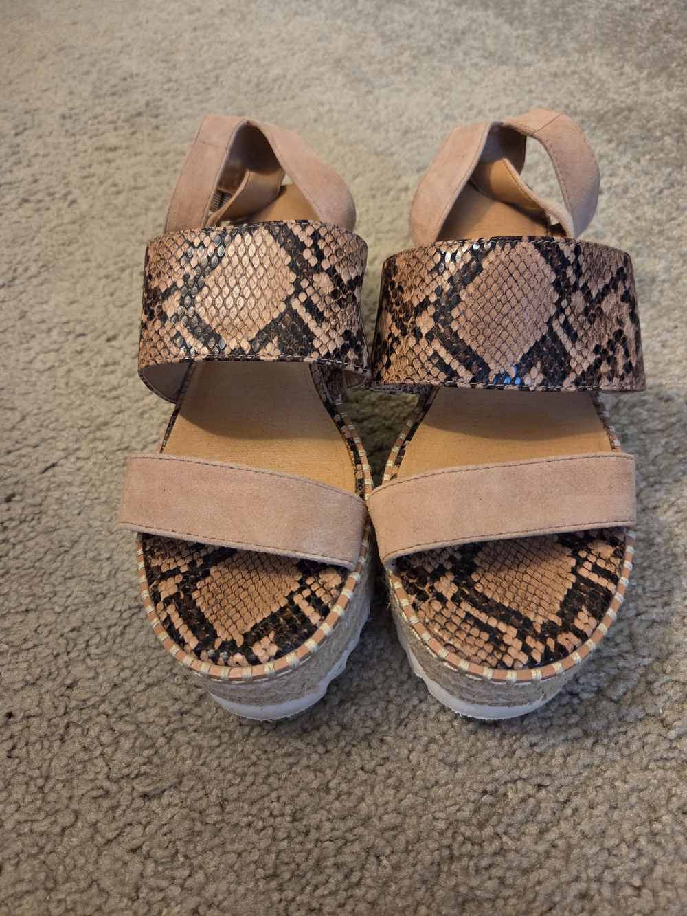 Women’s Tan Snake-Print Platform Sandals